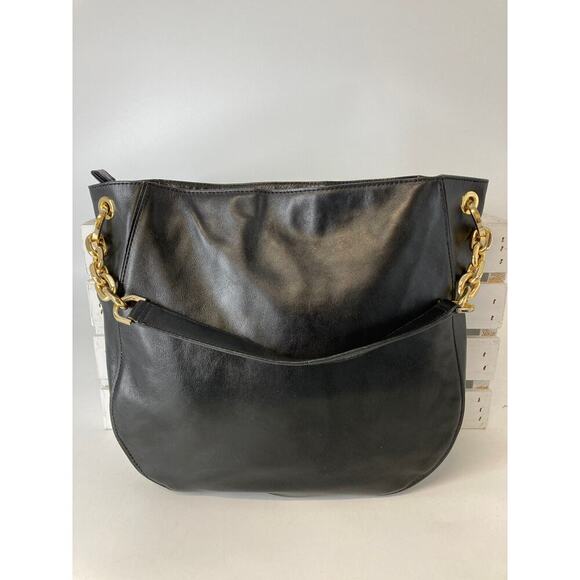 MICHAEL KORS, NWT LAGE BLACK SMOOTH LEATHER SHOULDER BAG - Picture 1 of 15